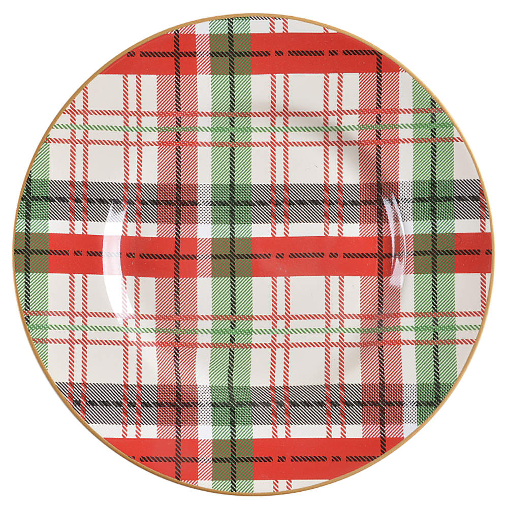 Holiday Large Plaid Salad Plate by 222 Fifth (PTS)-1