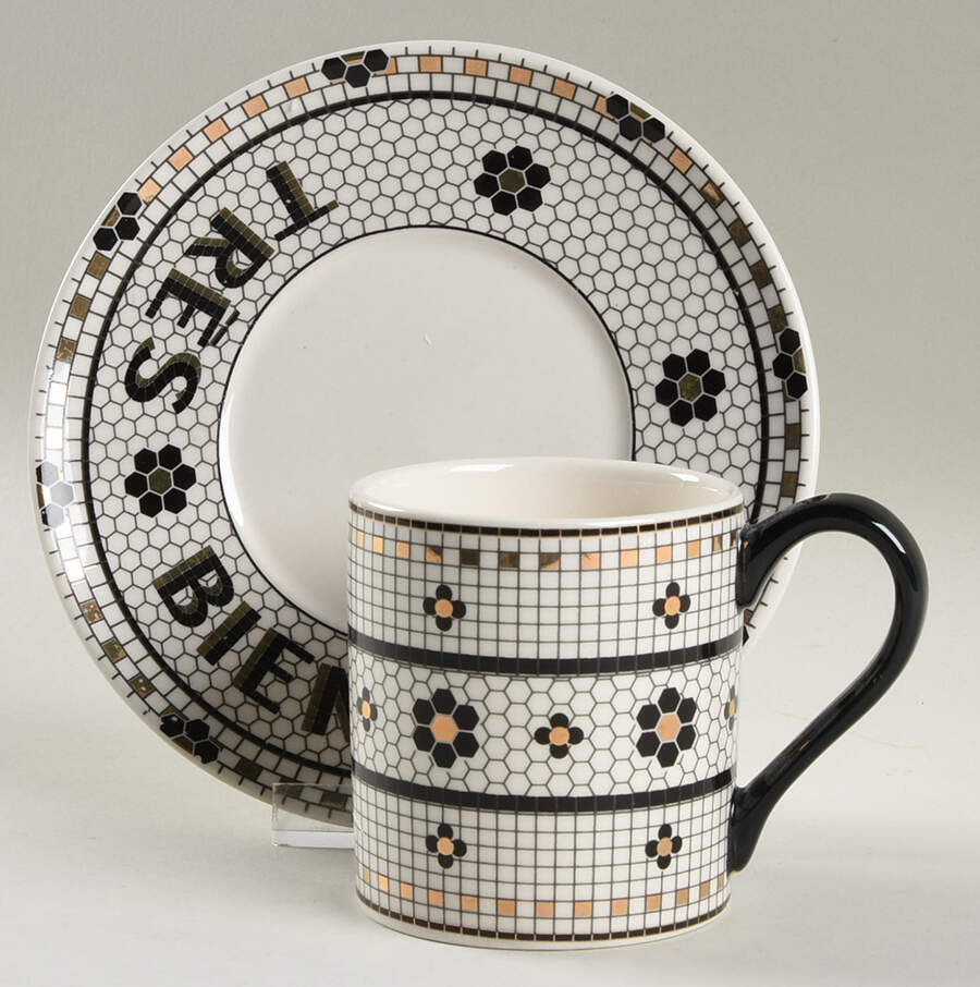 Bistro Tile Espresso Cup and Saucer Set by Anthropologie-1