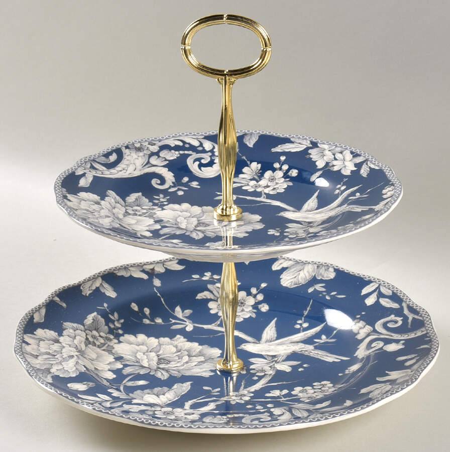 Adelaide Dark Blue 6 5/8"-10"  2 Tiered Serving Tray (Dp, Sp) HC by 222 Fifth (PTS)-1