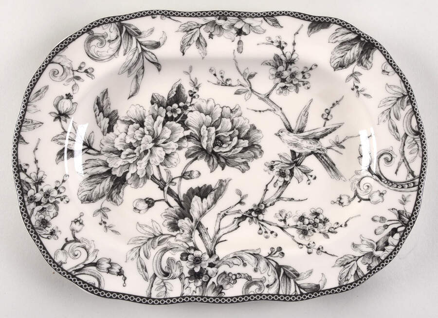Adelaide Black 14" Oval Serving Platter by 222 Fifth (PTS)-1