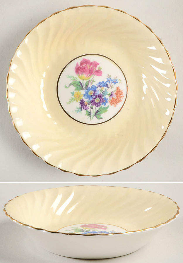 602 Pale Yellow Fruit/Dessert (Sauce) Bowl by John  Aynsley & Sons-1
