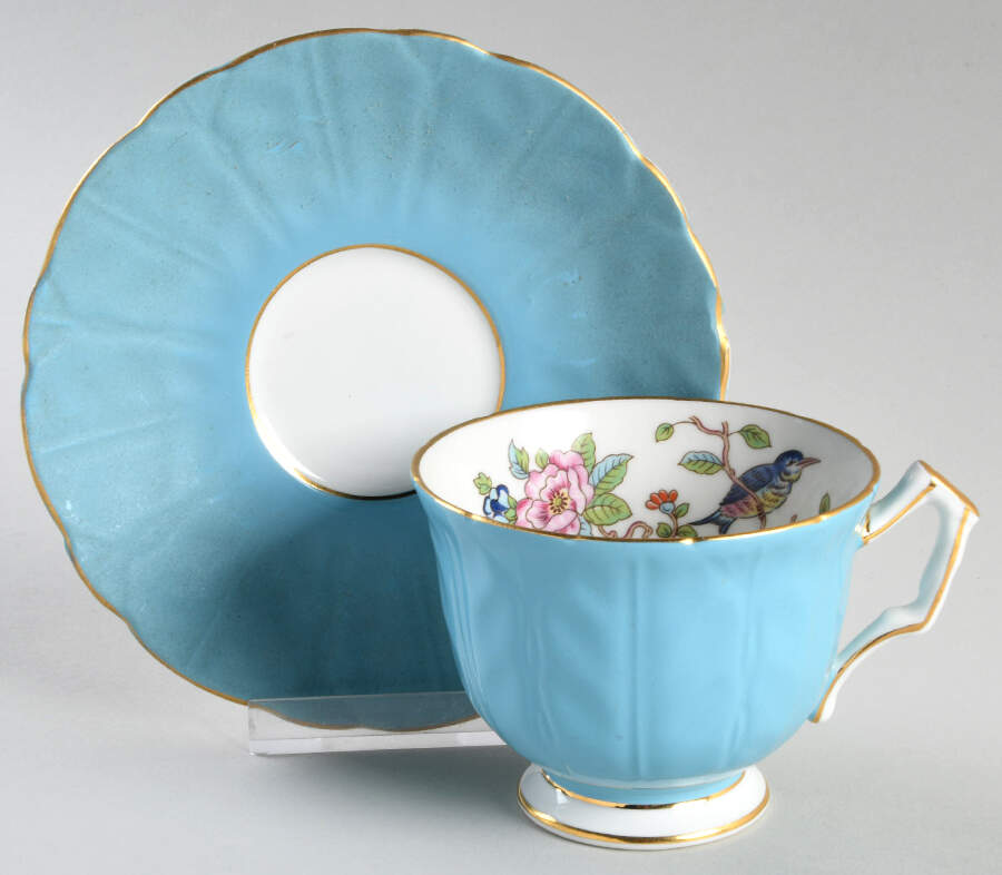 2902 Blue Footed Cup & Saucer Set by John  Aynsley & Sons-1