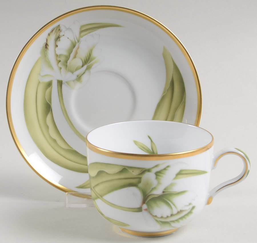 White Tulips Flat Cup & Saucer Set by Anna Weatherley-1