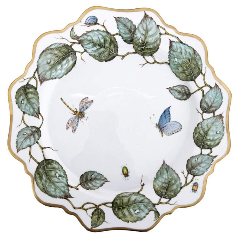 Shades of Blue Leaves Dinner Plate by Anna Weatherley-1