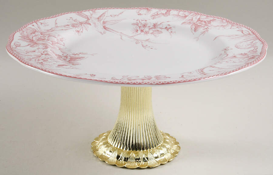 Adelaide Blush Cake Stand with 4"-5" Metal Pedestal  Hc by 222 Fifth (PTS)-1