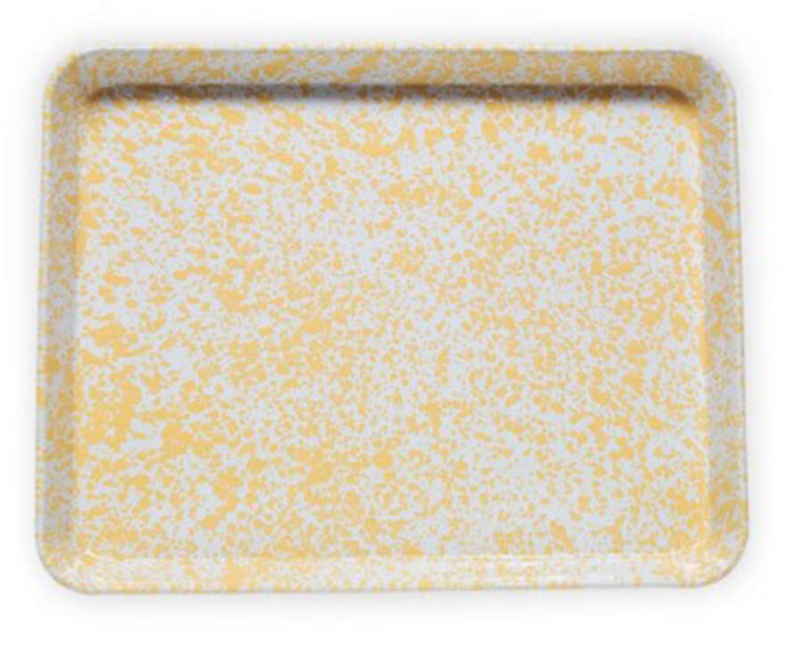 Splatterware Yellow 16'' Rectangular Tray by Crow Canyon Home-1
