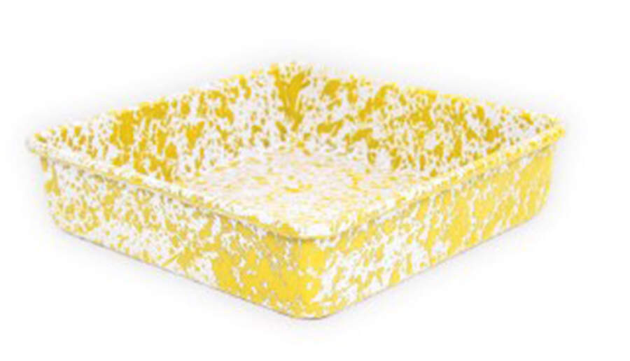 Splatterware Yellow 9" Square Baker by Crow Canyon Home-1