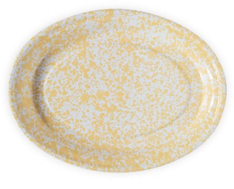 Splatterware Yellow 17" Oval Serving Platter by Crow Canyon Home-1
