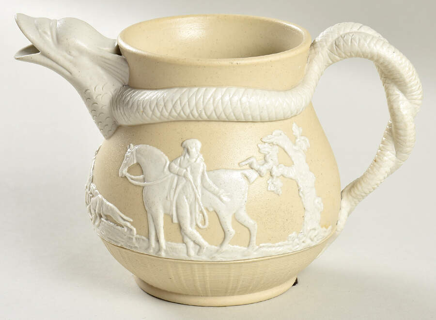 Hunt 16 Oz Jug by Chrysanthemum Pottery (Flower Pad Mark)-1