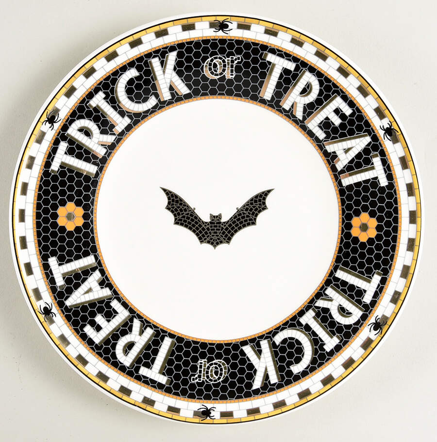 Bistro Tile Halloween Salad/Dessert Plate by Anthropologie-1