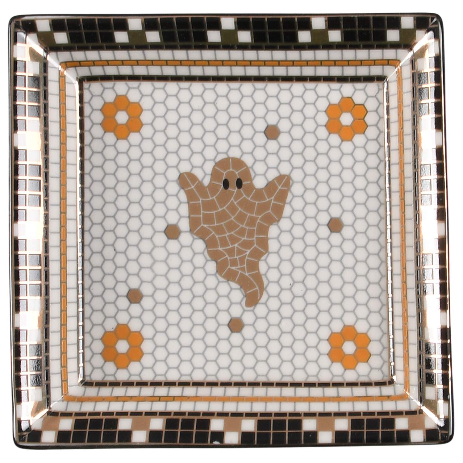 Bistro Tile Halloween 4" Trinket Tray by Anthropologie-1