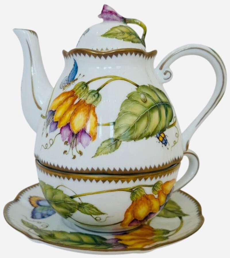 Effortlessly Elegant Tea for 1 (Stacking Teapot w/Cup & Saucer) by Anna Weatherley-1
