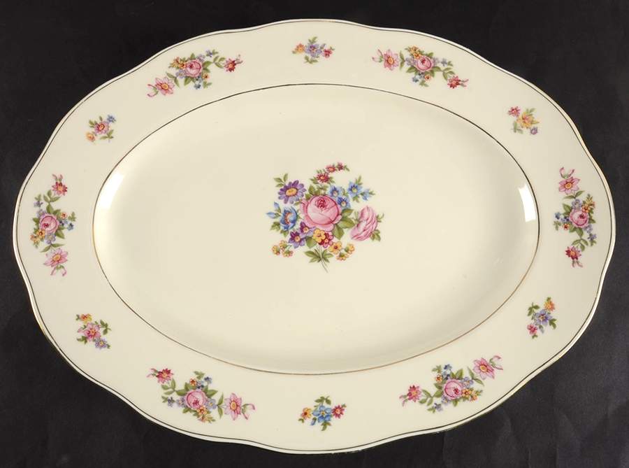 Bohemian Rose 15" Oval Serving Platter by Baronet-1