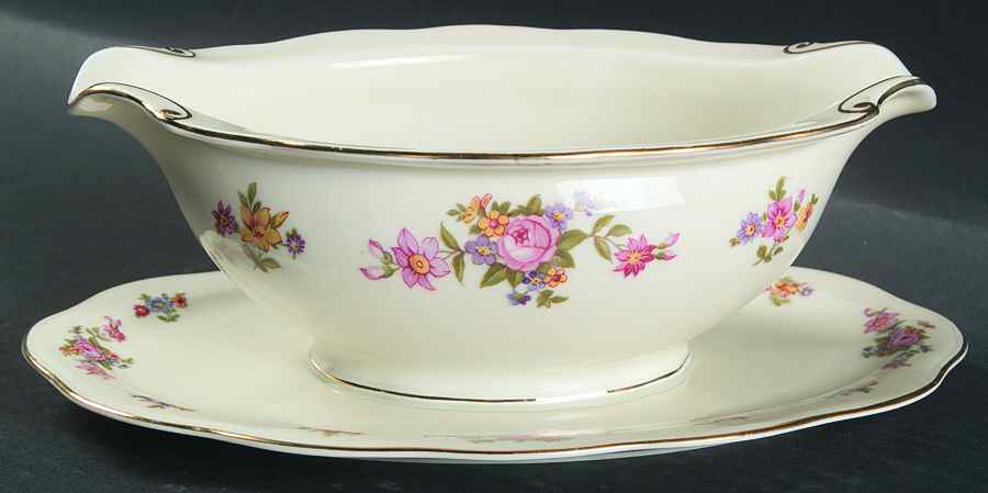 Bohemian Rose Gravy Boat with Attached Underplate by Baronet-1
