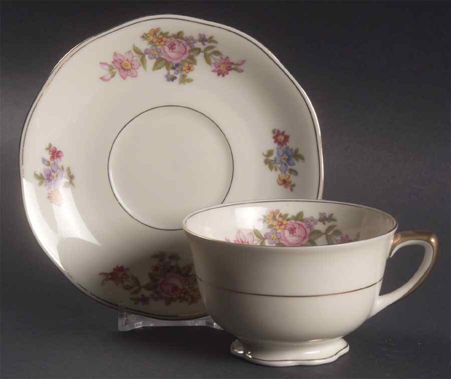 Bohemian Rose Footed Cup & Saucer Set by Baronet-1
