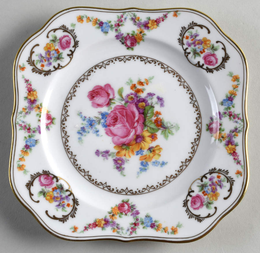 Imperial Rose (White Background) Square Salad Plate by Baronet-1
