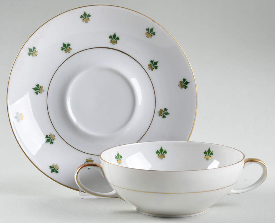Nanette (Gold Verge) Flat Cream Soup Bowl & Saucer Set by Baronet-1