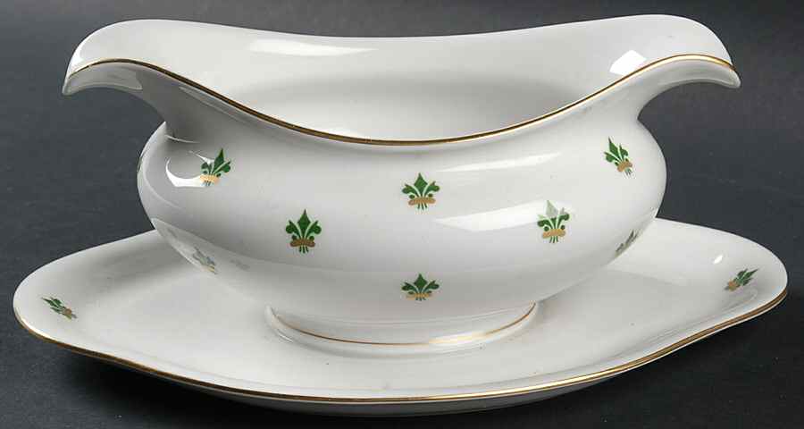 Nanette (Gold Verge) Gravy Boat with Attached Underplate by Baronet-1