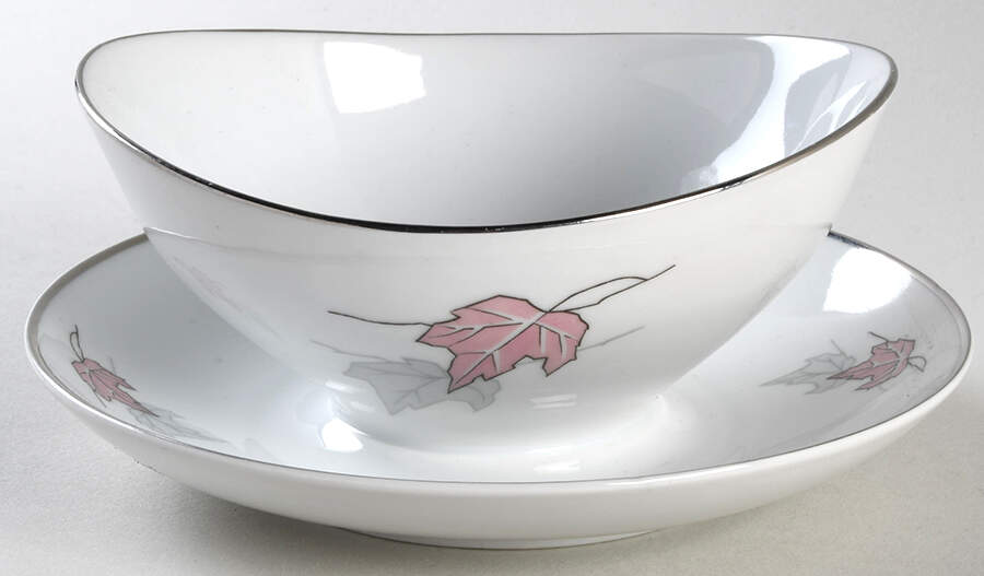 Phantom Leaves Gravy Boat with Attached Underplate by Baronet-1