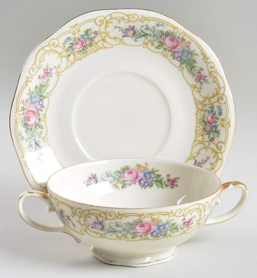 Plaza Footed Cream Soup Bowl & Saucer Set by Baronet-1
