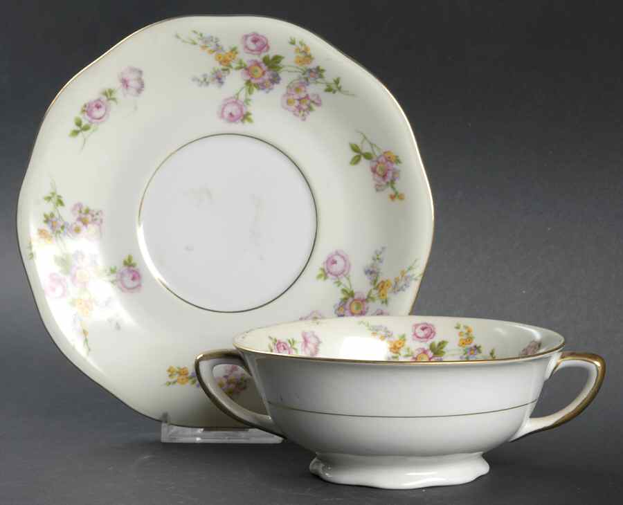 Sylvia Footed Cream Soup Bowl & Saucer Set by Baronet-1