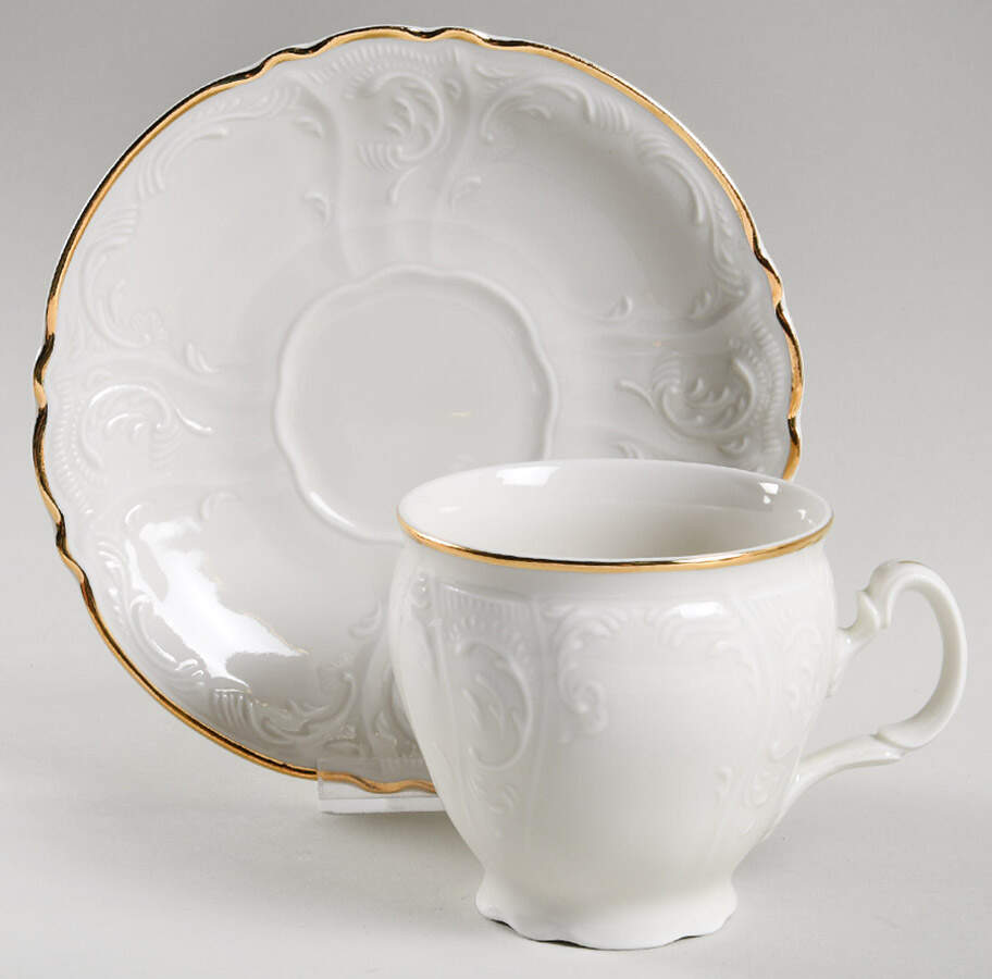 Bernadotte Ivory Footed Cup & Saucer Set by Baum Brothers-1