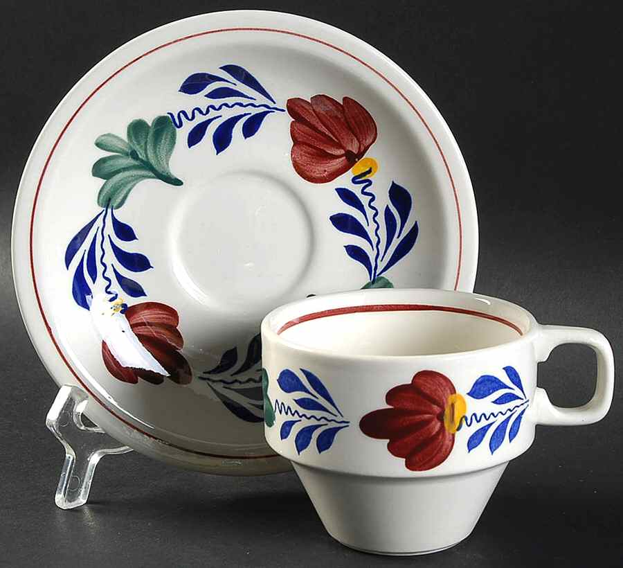 Boerenbont Flat Cup & Saucer Set by Boch-1