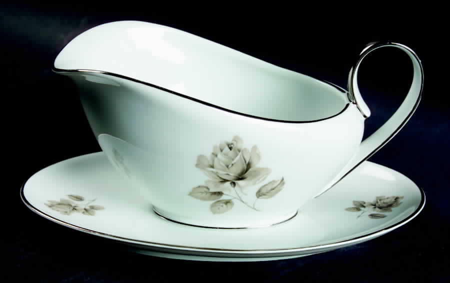 Whispering Rose Gravy Boat with Attached Underplate by Belcrest-1