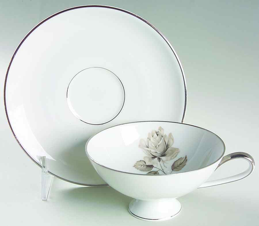 Whispering Rose Footed Cup & Saucer Set by Belcrest-1