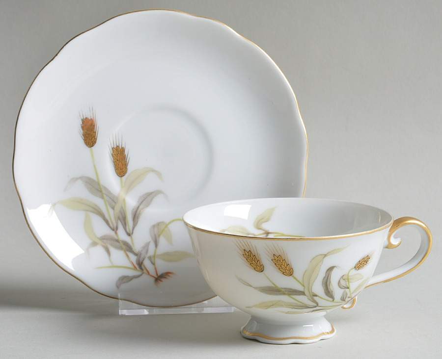 Goldenwheat Footed Cup & Saucer Set by Bellaire-1
