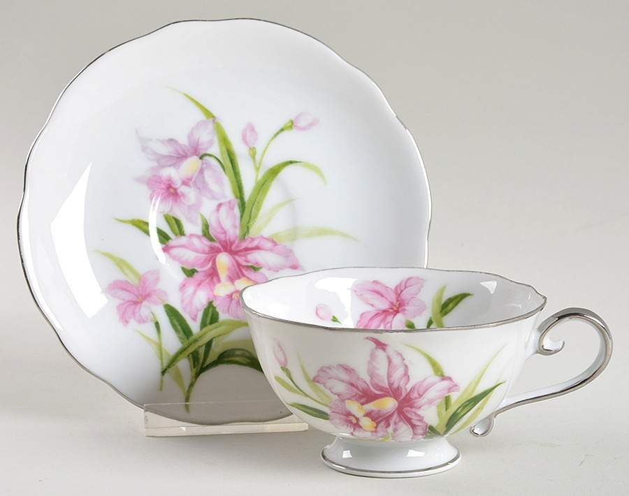 Orchid Footed Cup & Saucer Set by Bellaire-1