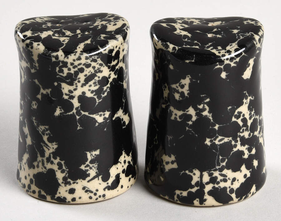 Agate Black and Tan Salt & Pepper Set by Bennington Potters-1
