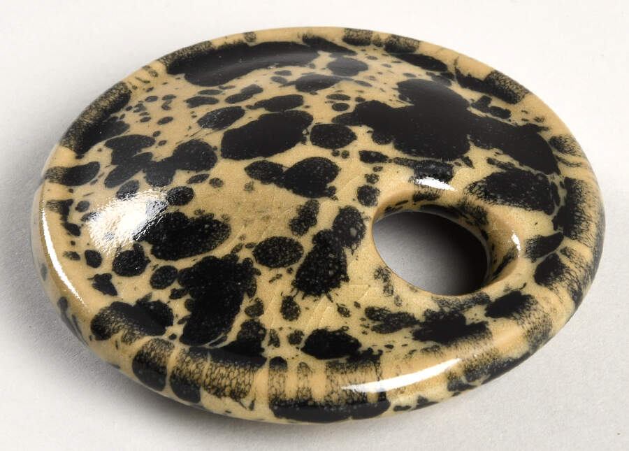 Agate Black and Tan Lid for Jam/Jelly w/Attached Underplate by Bennington Potters-1