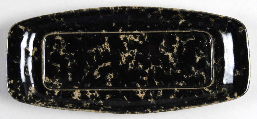 Agate Black and Tan 1/4 Lb Butter No Lid by Bennington Potters-1