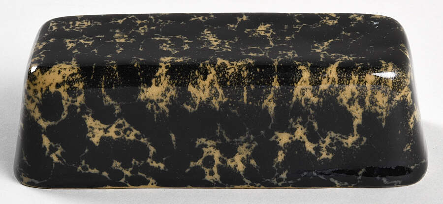 Agate Black and Tan Lid for 1/4 Lb Butter by Bennington Potters-1