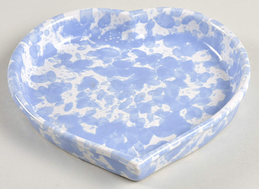 Agate Morning Glory Blue 7" Heart Plate by Bennington Potters-1