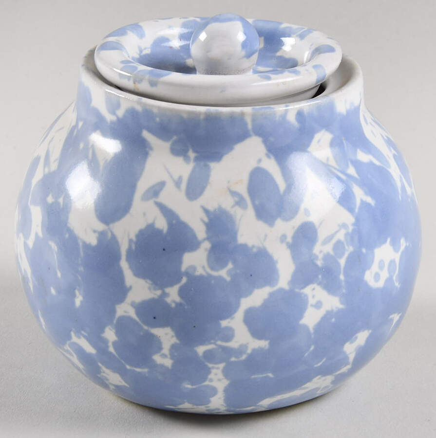 Agate Morning Glory Blue Sugar Bowl & Lid by Bennington Potters-1