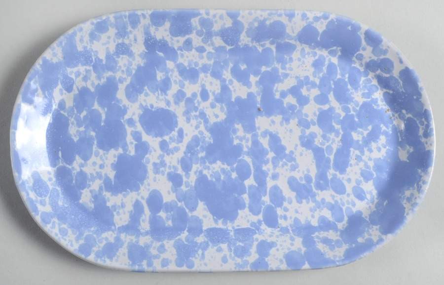 Agate Morning Glory Blue Oval Breakfast Plate by Bennington Potters-1