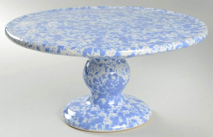 Agate Morning Glory Blue 12" Diameter Pedestal Cake Stand by Bennington Potters-1