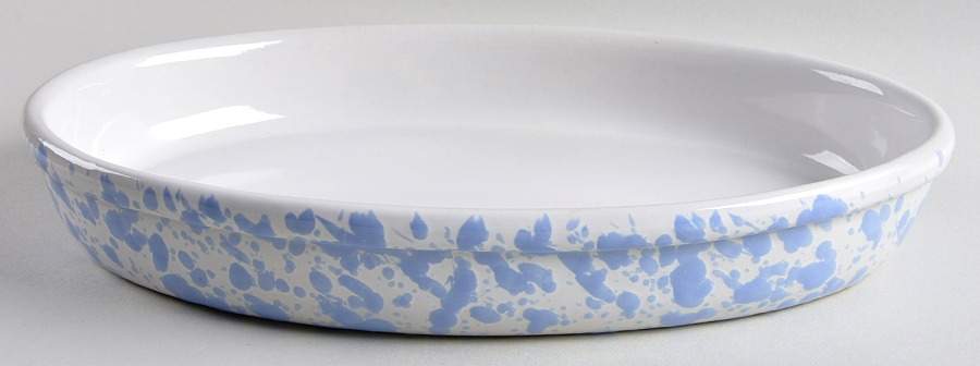 Agate Morning Glory Blue 13" Oval Baker by Bennington Potters-1