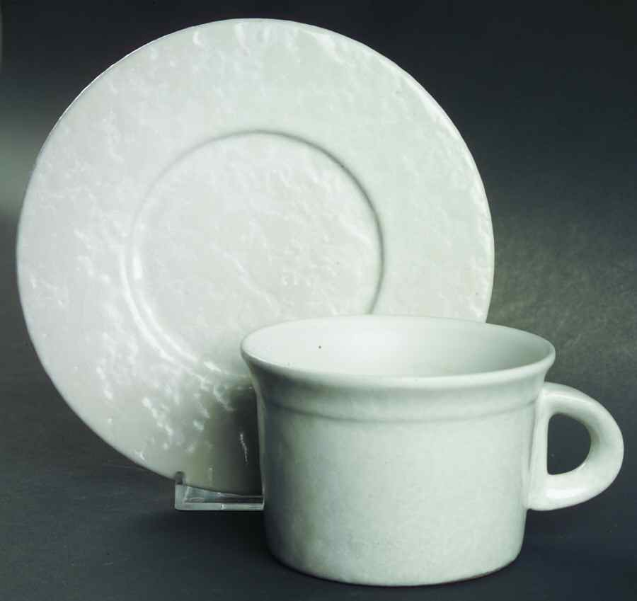 Agate White On White Flat Cup & Saucer Set by Bennington Potters-1
