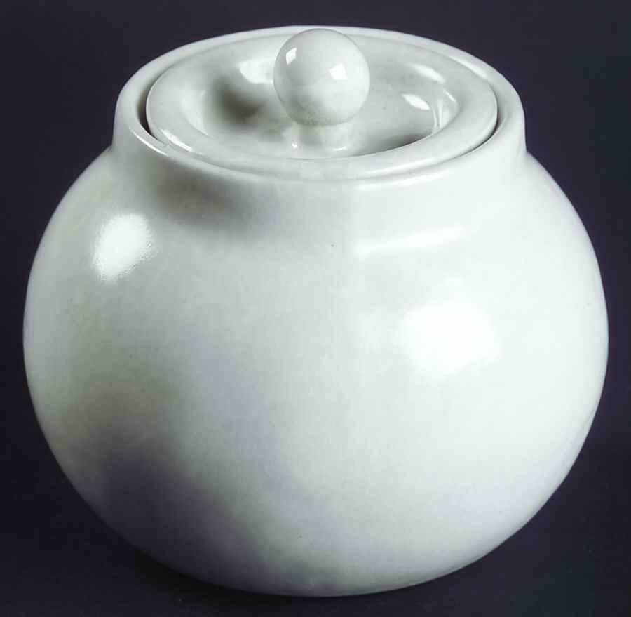 Agate White On White Sugar Bowl & Lid by Bennington Potters-1