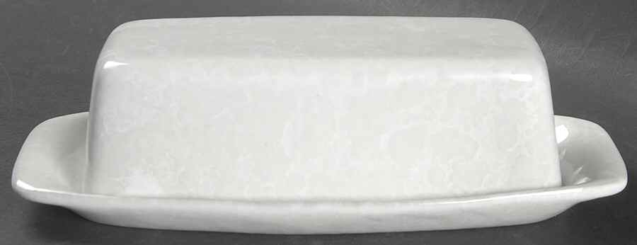 Agate White On White 1/4 Lb Covered Butter by Bennington Potters-1