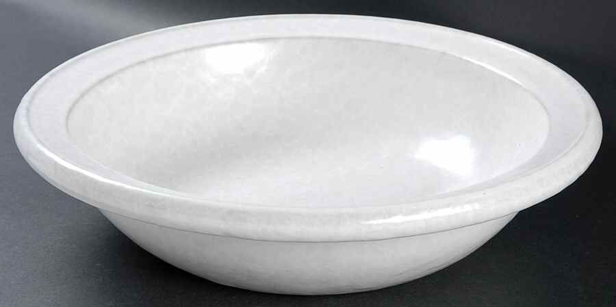 Agate White On White 12" Large Salad Serving Bowl by Bennington Potters-1