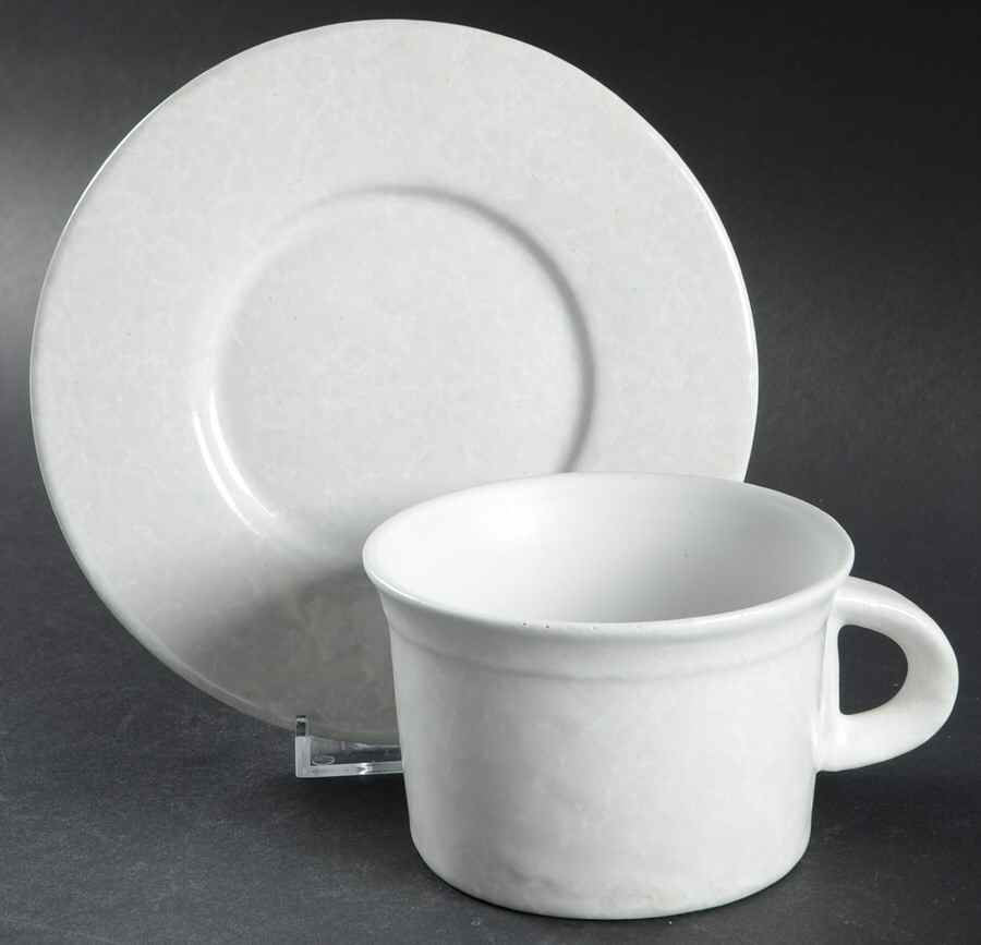 Agate White On White Flat Cup & Saucer Set by Bennington Potters-1