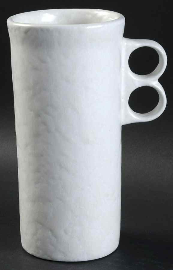 Agate White On White Double Finger Mug by Bennington Potters-1