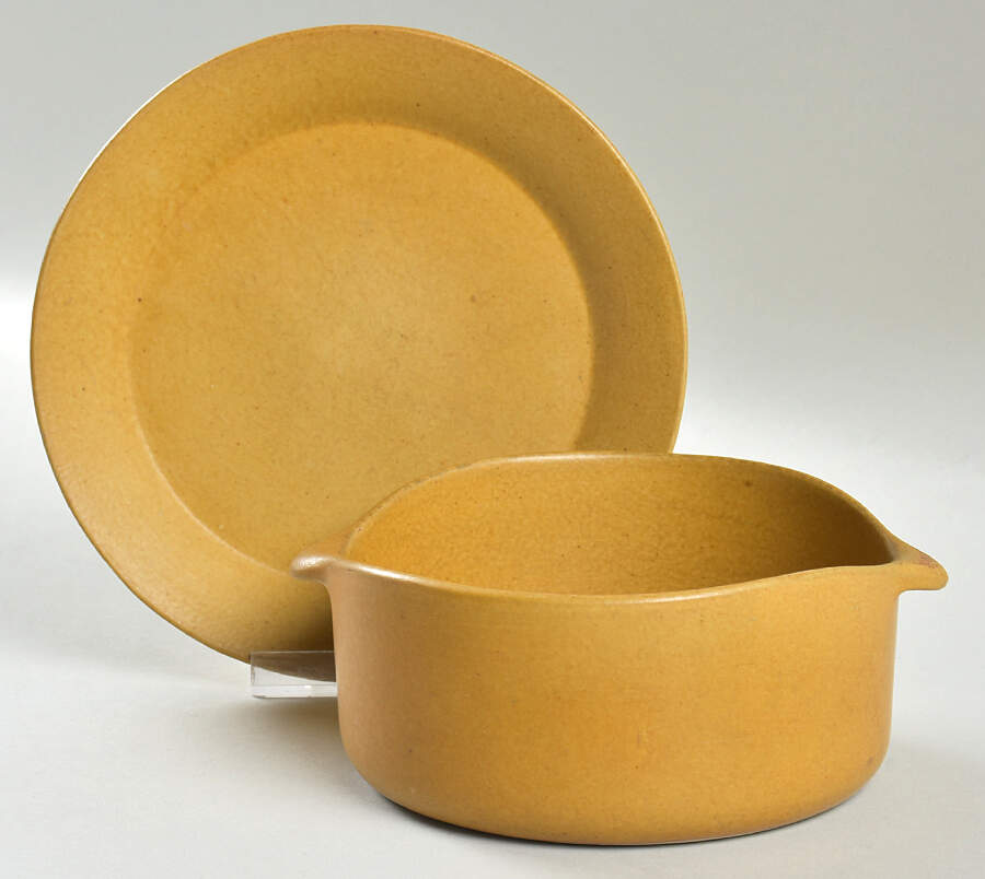 Tawny Flat Cream Soup Bowl & Saucer Set by Bennington Potters-1