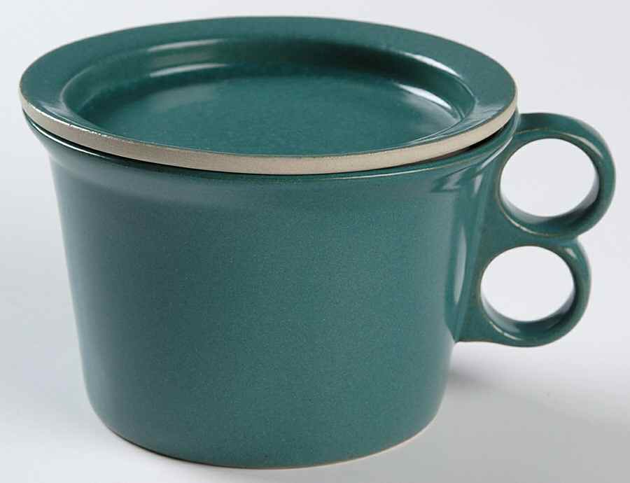 Vermont Green Double Finger Mug & Saucer/Cover by Bennington Potters-1