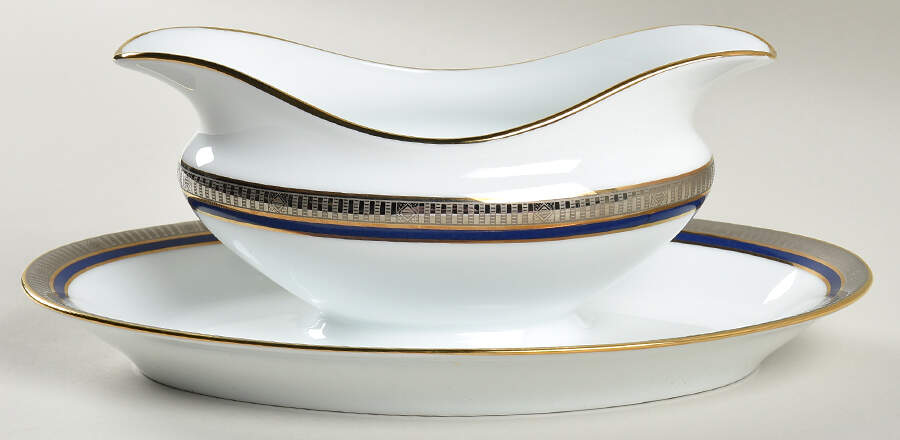 Madison Platinum Blue Gravy Boat by Bernardaud-1