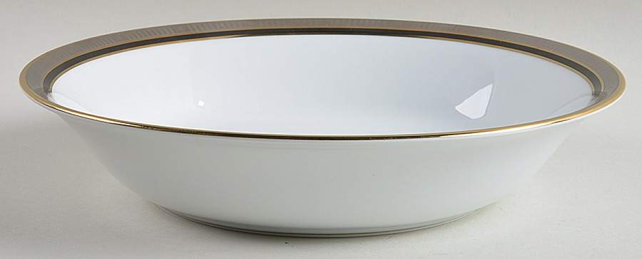 Madison Platinum Black 9" Round Vegetable Bowl by Bernardaud-1